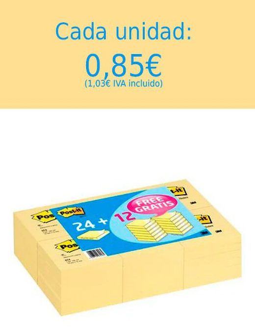 Pack de 24+12 Post-it de 76 x 76 mm.