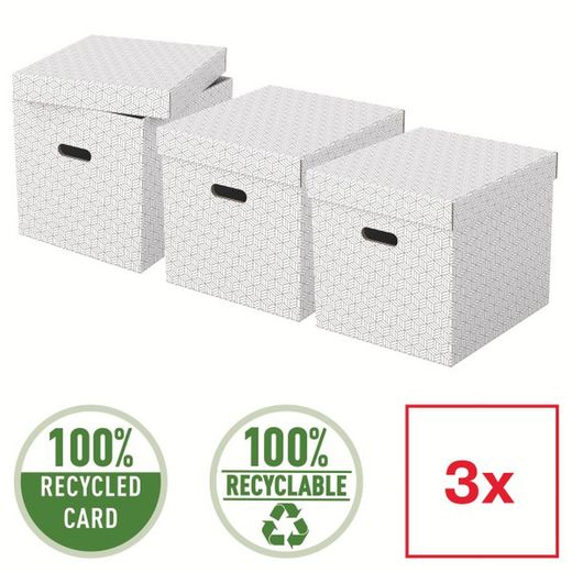 Pack de 3 caixas domésticas brancas. 5 tamanhos