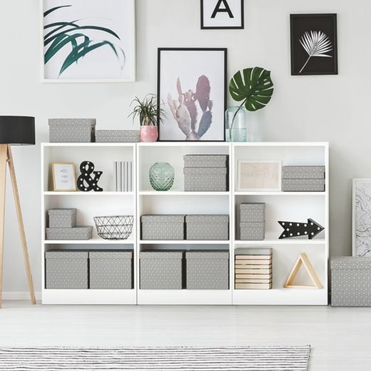 Pack de 3 caixas domésticas cinzentas. 5 tamanhos