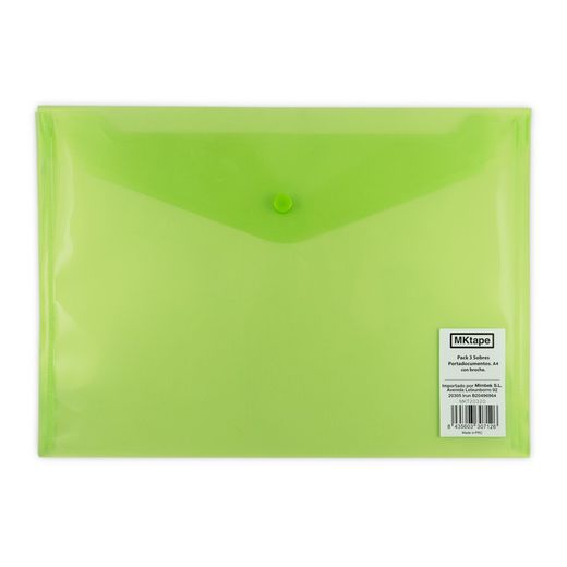 Pack de 3 envelopes para documentos A4. mktape