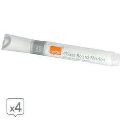 Pack de 4 marqueurs à encre liquide pour peintures sur verre blanc. Cor Branca