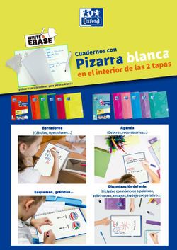 Pack de 5 carnets Oxford (4+1) folio. Avec tableau blanc. couleurs tendance