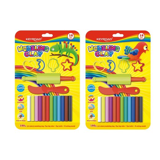 Pack Keyroad avec 12 barres de pâte à modeler de 15g et accessoires