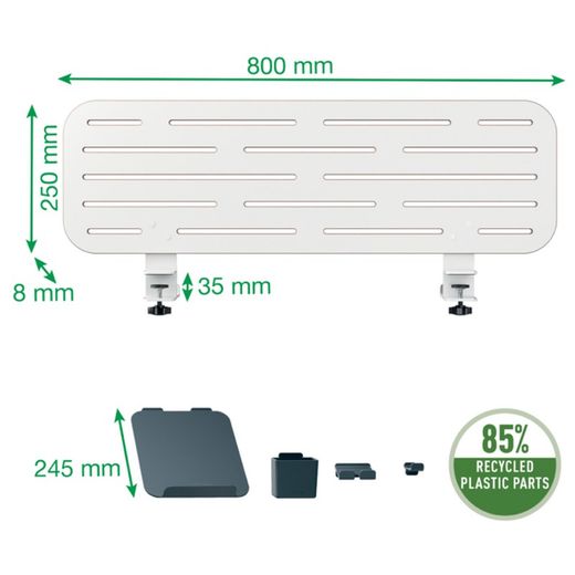 Panneau de rangement de table avec support pour ordinateur portable Leitz Ergo, 80x25 cm