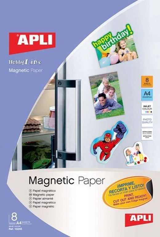 Papier magnétique din a4 pour jet d'encre. 8 feuilles