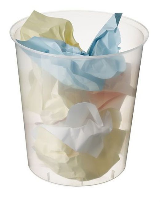 Poubelle en plastique translucide. Couleurs varièes