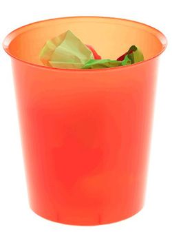 Poubelle en plastique translucide. Couleurs varièes