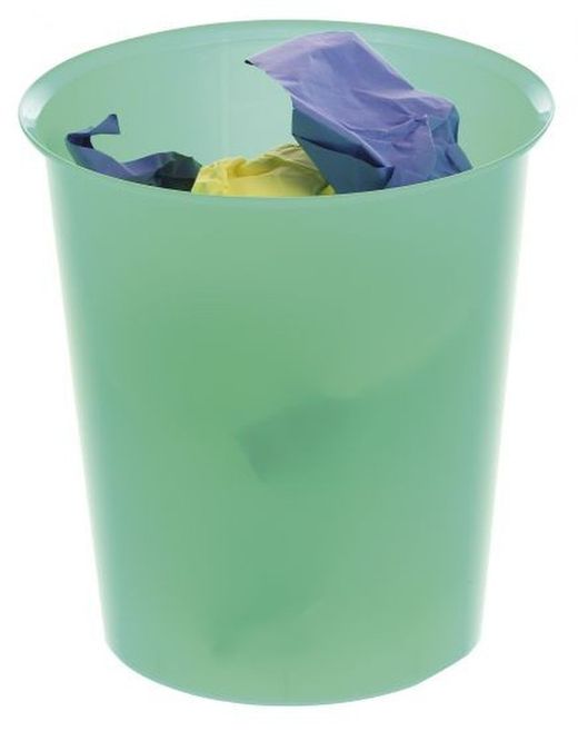 Poubelle en plastique translucide. Couleurs varièes