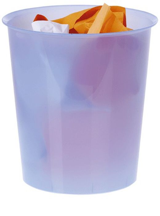 Poubelle en plastique translucide. Couleurs varièes
