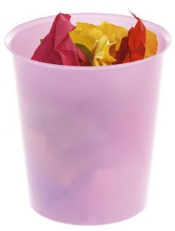 Poubelle en plastique translucide. Couleurs varièes