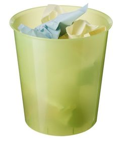 Poubelle en plastique translucide. Couleurs varièes