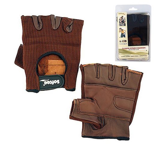 Pareja de guantes marrones para fitness