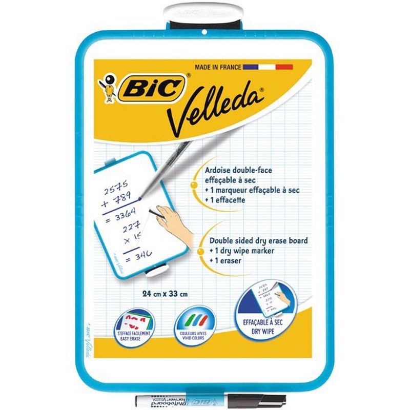 BIC Velleda Double-Sided Dry Erase Board (21 x 31 cm) with