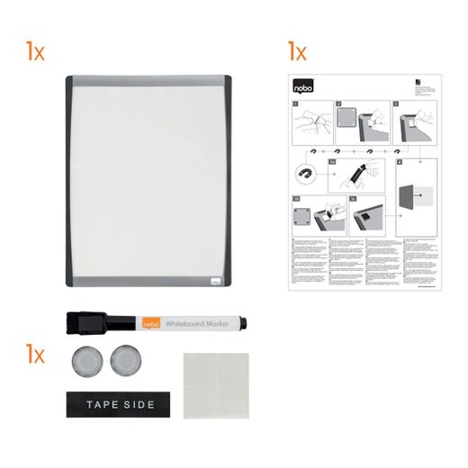 Nobo petit carré blanc magnétique avec moulure cintrée 280x335 mm