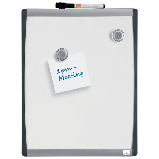 Nobo petit carré blanc magnétique avec moulure cintrée 280x335 mm