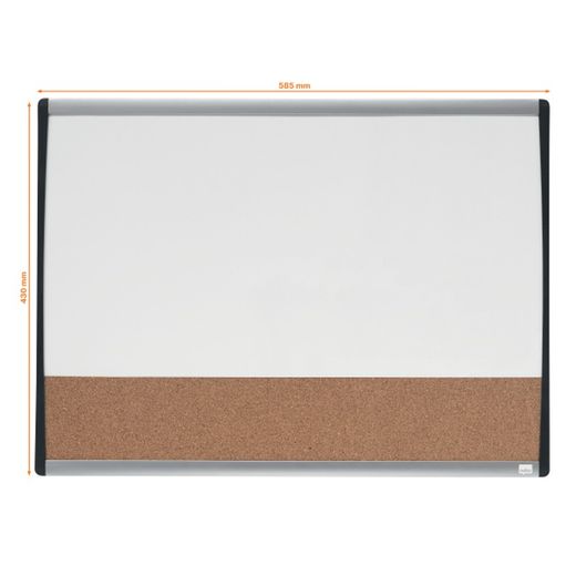 Pizarra blanca magnética pequeña con tablero de anuncios de corcho Nobo 585x430mm