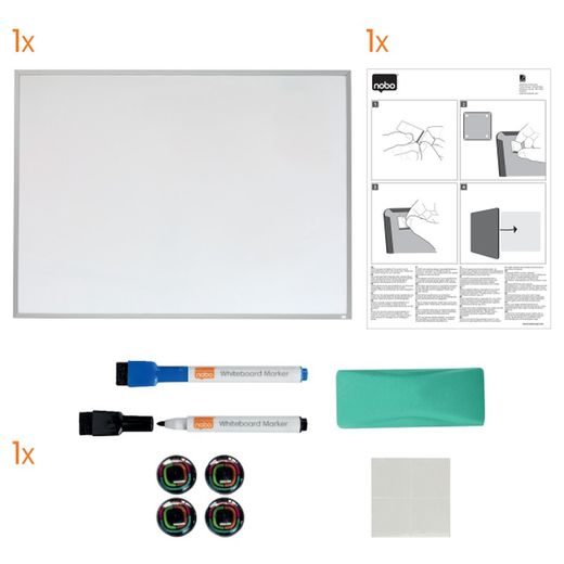 Nobo petit carré blanc magnétique avec garniture en aluminium 585x430mm