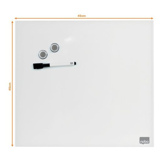 Pizarra nobo cristal 450x450 mm blanco brillante