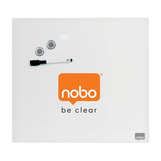 Pizarra nobo cristal 450x450 mm blanco brillante