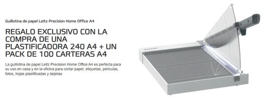 Plastificadora GBC 240 A4 + bolsas = Regalo guillotina Leitz Home Office A4