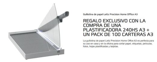 Plastificadora GBC 240HS A3 + bolsas = Regalo guillotina Leitz Home Office A3