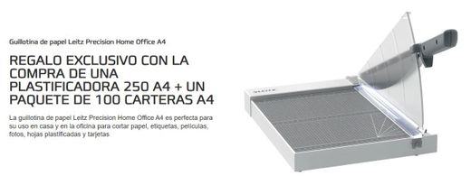 Plastificadora GBC 250 A4 + bolsas = Regalo guillotina Leitz Home Office A4