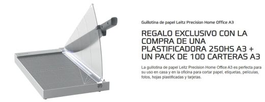 Plastificadora GBC 250HS A3 + bolsas = Regalo guillotina Leitz Home Office A3