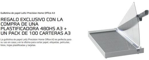 Plastificadora GBC 480HS A3 + bolsas = Regalo guillotina Leitz Home Office A3