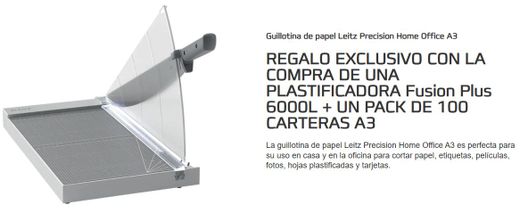 Plastificadora GBC Fusion Plus 6000L A3 + bolsas = Regalo guillotina Leitz Home Office A3