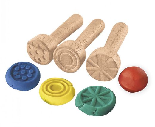 Plasticine Baby Schoolpack 12 carimbos de madeira 3 texturas variadas