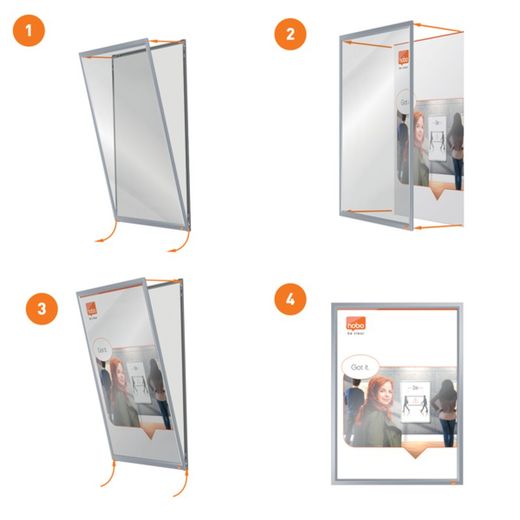 Porte affiche avec moulure en aluminium. Deux tailles