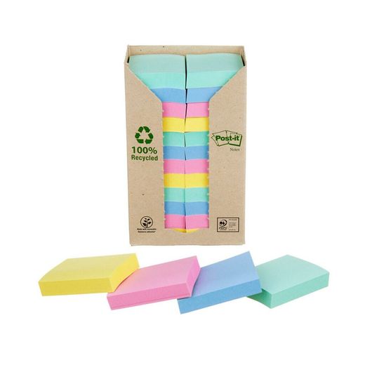 Post-it couleur pastel. 100% recyclé. 2 tailles