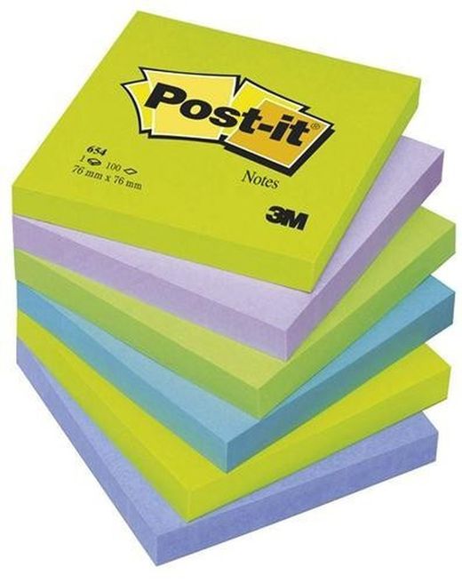 Post-it couleurs assorties 76x76 mm