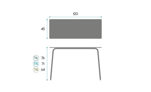 Bureau TWO bureau de 120 x 45 cm. Trois tailles