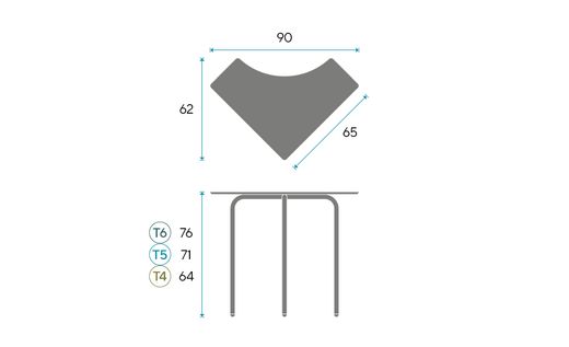 Mesa SHARP 90 x 62 cm. Três tamanhos