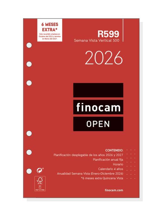 R599 Recambio Anual.500 Semana Vista Vertical 2026