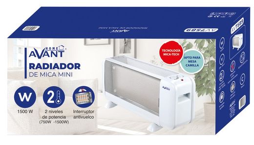 Mini radiateur en mica 1500 W, thermostat, plaque de radiateur compacte en mica, Cor Branca.