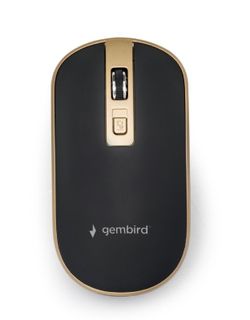 Mouse sem fio fino - preto/dourado