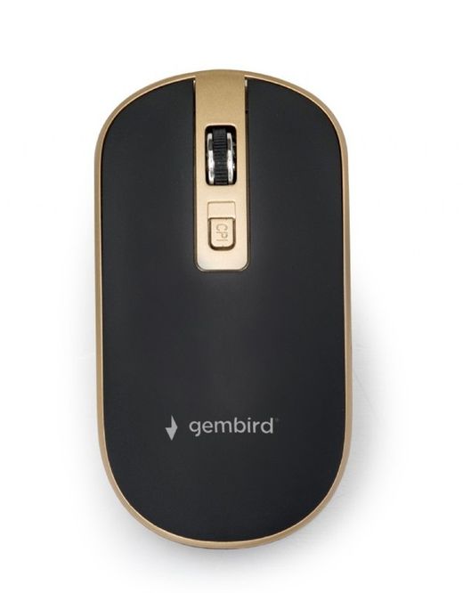 Mouse sem fio fino - preto/dourado