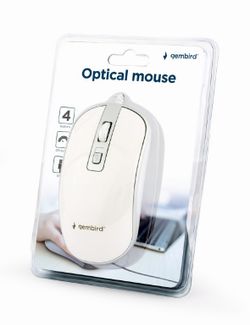 Ratón óptico con cable Gembird con conexión USB y selector DPI Blanco