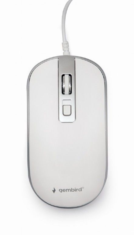Ratón óptico con cable Gembird con conexión USB y selector DPI Blanco