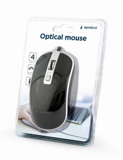 Ratón óptico con cable Gembird con conexión USB y selector DPI negro