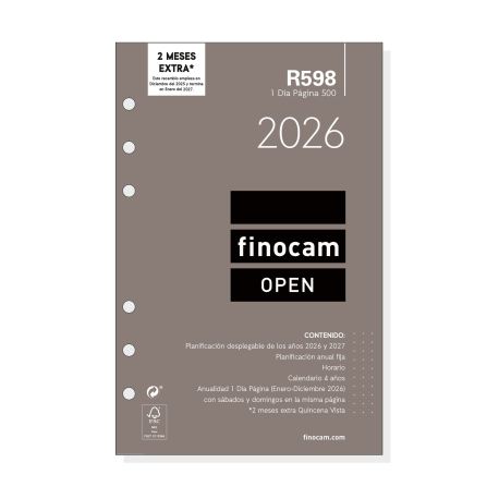 Recambio anual open 2027 1 Dia Página 117x181mm