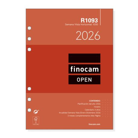 Recambio anual open 2027 Semana Vista Horizontal 155x215mm
