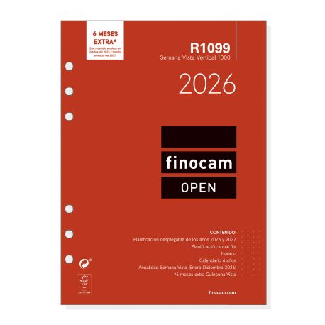 Recambio anual open 2027 Semana Vista Vertical 155x215mm
