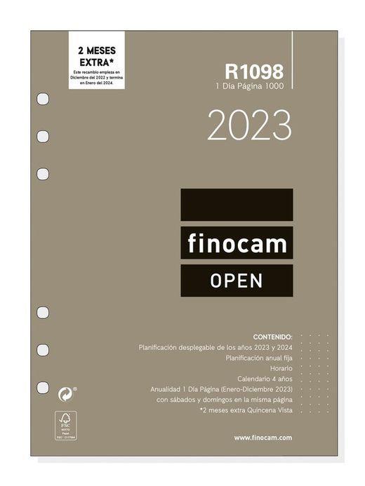 Recambio anual para Finocam Open 1000 R1098 en 1 día página 2023