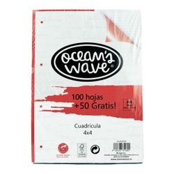 Recambio cuadriculado de 4 taladros de 100 hojas + 50 gratis. Ocean's Wave