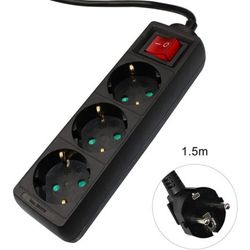 Regleta enchufe de Base múltiple Avant 3 Tomas 1.5M + Interruptor Negro