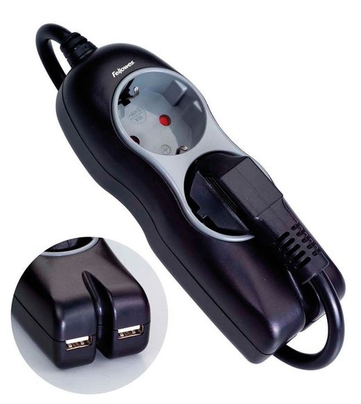 Regleta protectora de 2 tomas + 2 usb