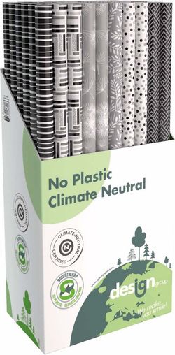 Rolo de embrulho de 70cm x 2m. Preto e branco